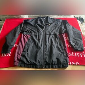 Nike Men's Black and Burgundy Windbreaker- Size Large